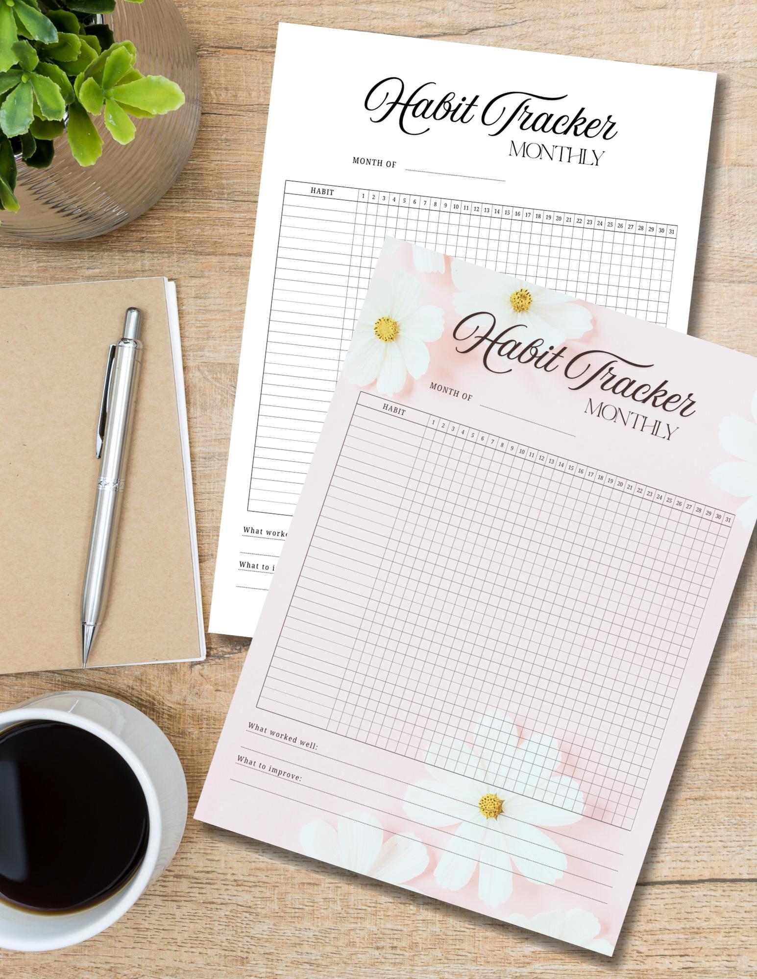 Monthly Habit Tracker Printable | A4 Size (instant Download) - Etsy Canada