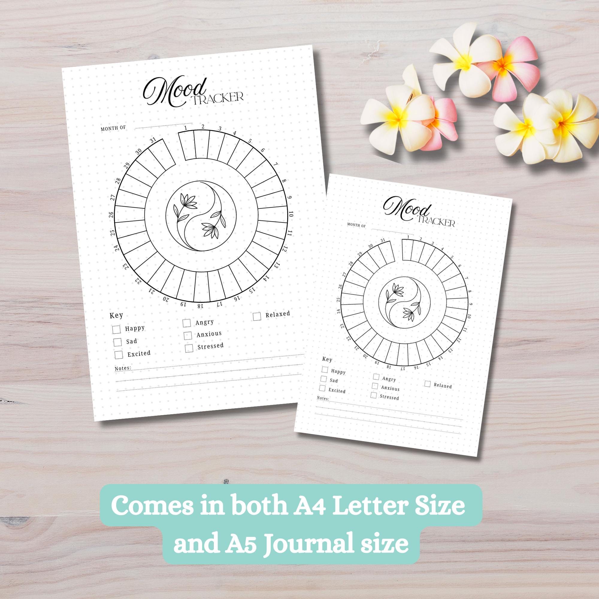 Monthly Mood Tracker Printable | Flower Yin Yang Journal Page (digital ...