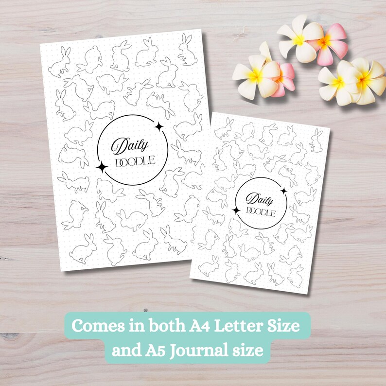 Rabbits Daily Doodle Printable | Bullet Journal Insert | A4, A5 Planner ...