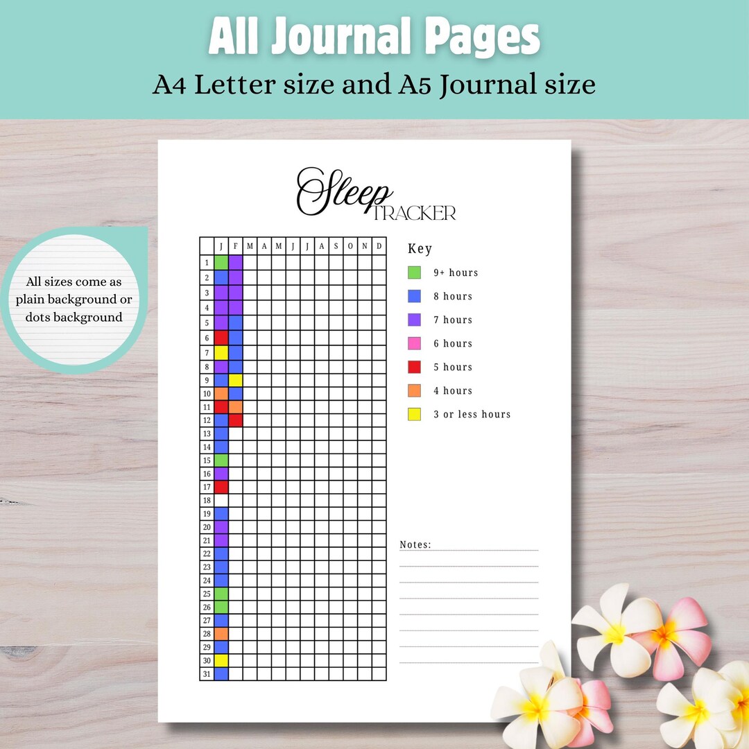 Printable Sleep Tracker | Yearly Journal Log for Tracking Sleep, A4 and ...