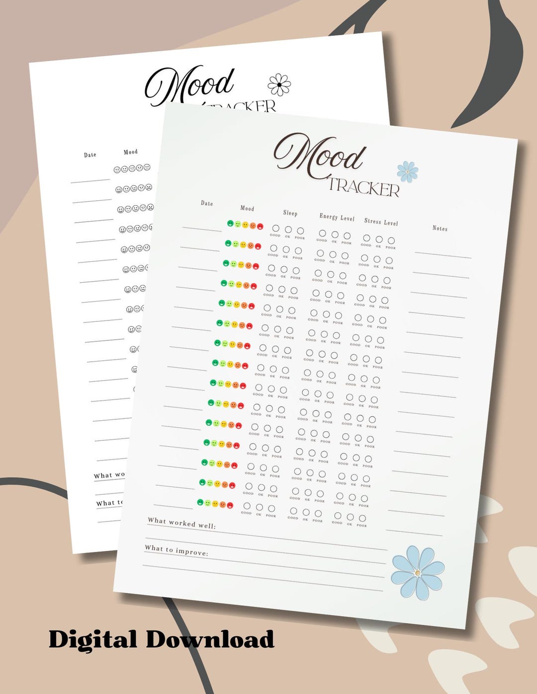 Daily Mood Tracker Printable | A4, A5 Planner Inserts (digital Download ...