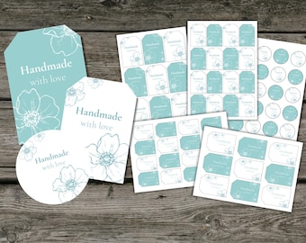 Handmade With Love Printable Tags: Floral Gift Labels (Digital Download)