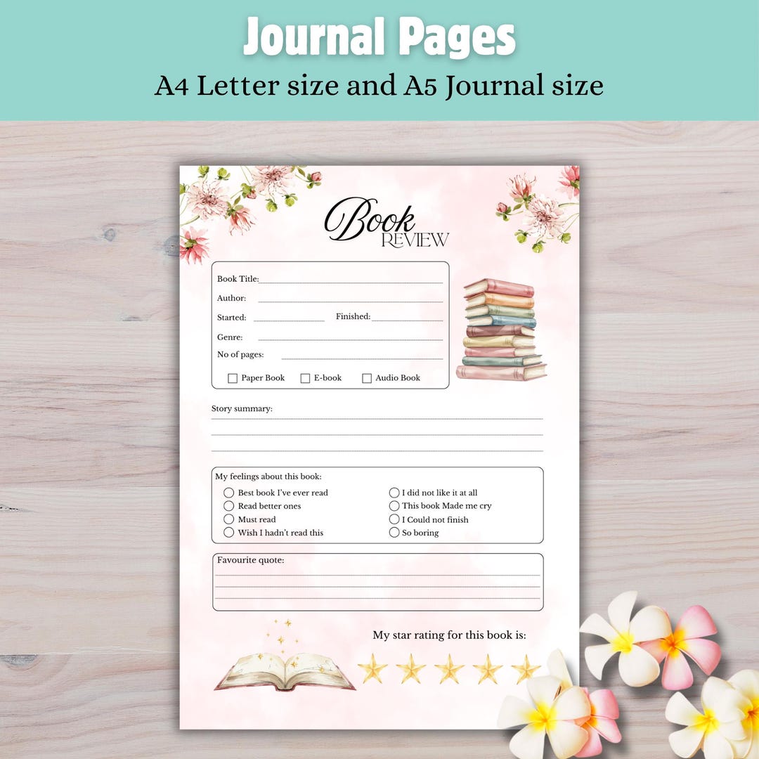 Book Review | PRE-COLOURED Printable Reading Log | Book Notes Template ...