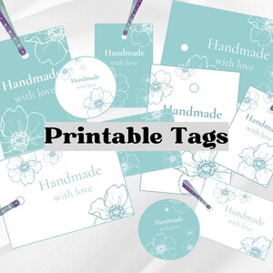 Handmade With Love Tags/labels, Printable Tags, Tags for handmade items, Labels for handmade items, Digital Download