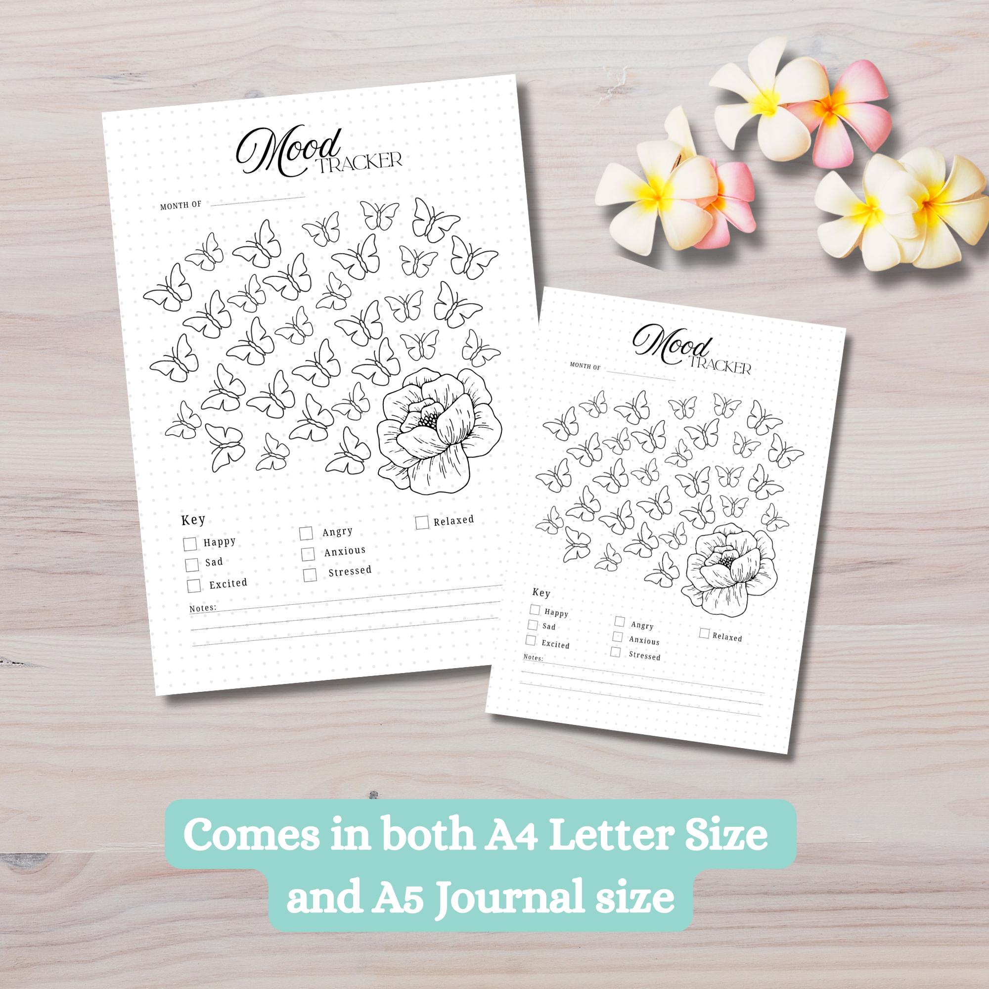 Monthly Mood Tracker Printable | Butterfly Journal Pages (digital ...