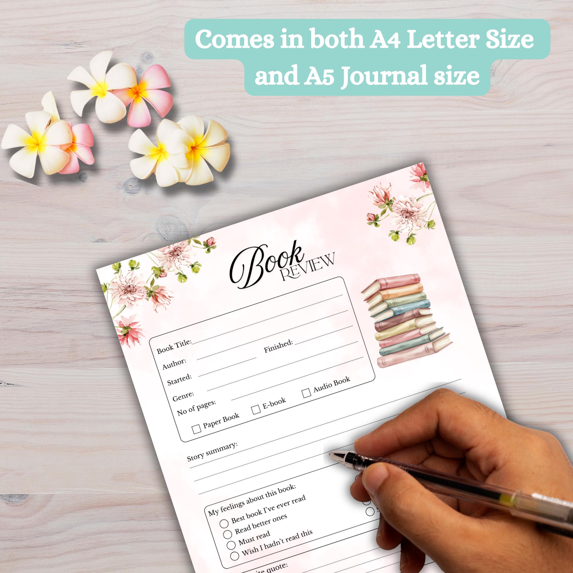 Book Review | PRE-COLOURED Printable Reading Log | Book Notes Template ...