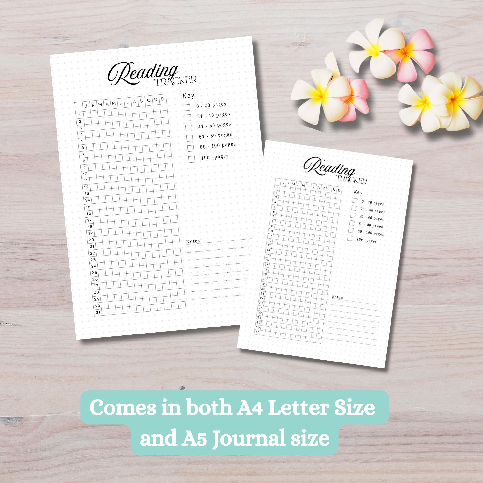 Printable Reading Tracker | Yearly Journal Log for Tracking Reading, A4 ...