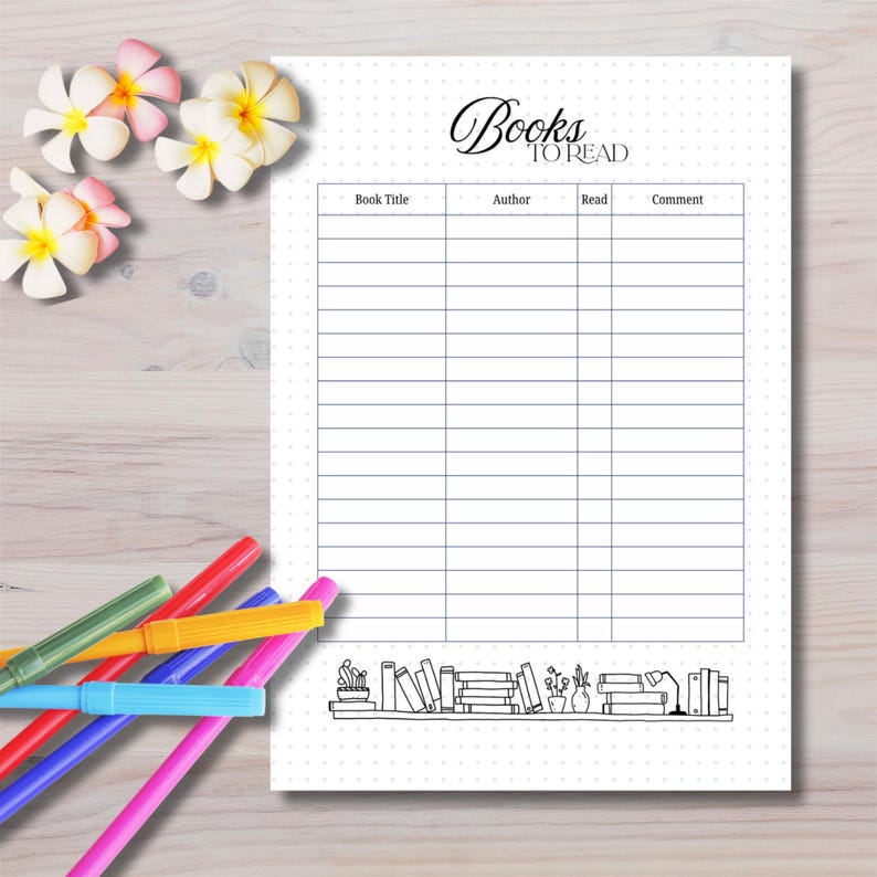 Books to Read Tracker Printable | Reading Journal, Book List (A4, A5 ...