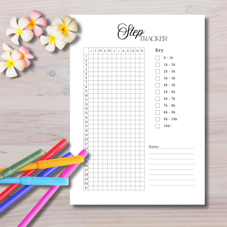 Step Rangs Step Tracker Printable | Walking/running Log | A4, A5 Planner Inserts ...
