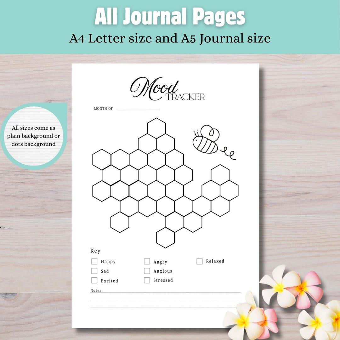 Monthly Mood Tracker Printable | |honeycomb and Bee Journal Page ...
