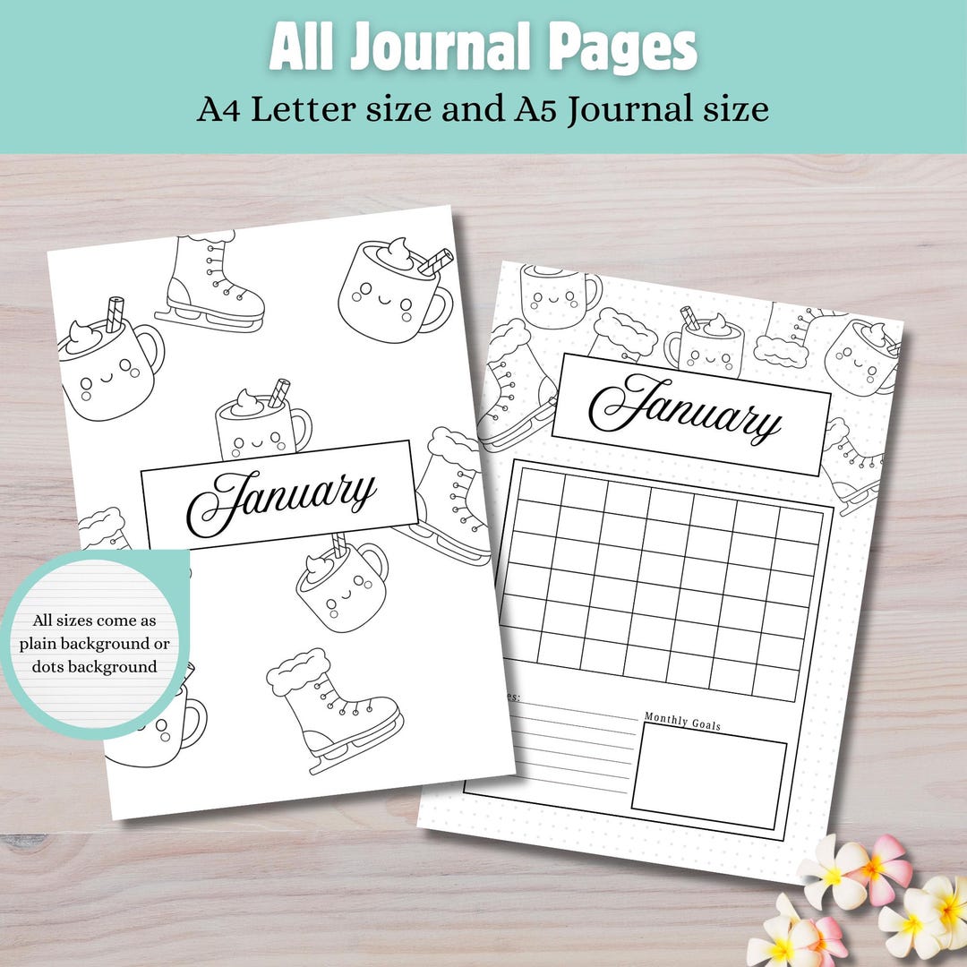 January Planner Cover/title Page | A4, A5 Journal Inserts (digital ...