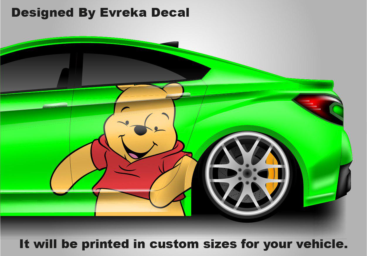Peeping Winnie The Pooh Vinyl Decal Sticker - Cute JDM Car Window Decal, Glossy Finish