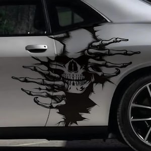INCLUDES Both Sides - Head Skull Ripping Torn Claws Large Side Grunge Hood Door Car Bed Pickup Vehicle Truck Vinyl Graphic Decal Tailgate US
