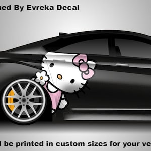 Décalcomanies Hello Kitty pour voiture : du charme où que vous soyez ! Vinyle de voiture | Personnage de bande dessinée, livrée conçue pour la voiture, emballage en vinyle coulé