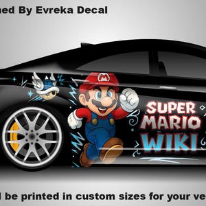 Super Mario Car Side Wrap, Full Color Graphics, Vinyl Livery Decal fit any car, Universal Size, Car Wrap - Anime Cartoon