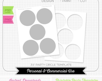 3.5 inch Party Circle Template - INSTANT DOWNLOAD - DIY party printable