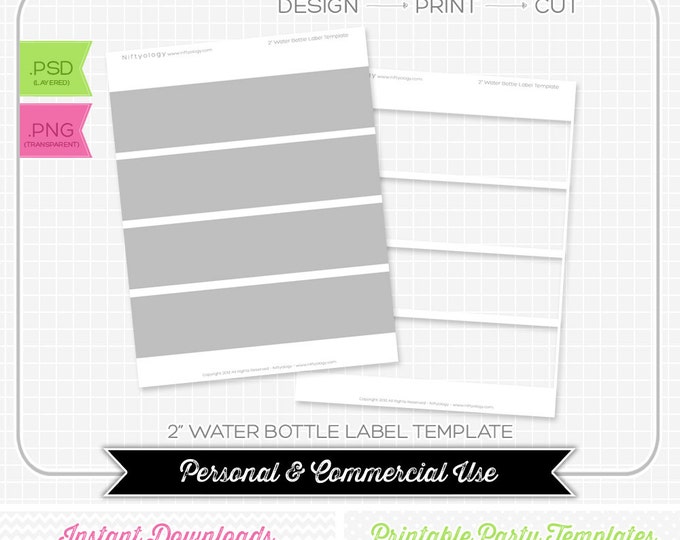 water bottle label 2 inch template instant download etsy