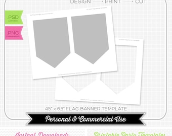4.5 x 6.5 Pendant Flag Banner Template - INSTANT DOWNLOAD - PRINTABLE - Make your own party printables