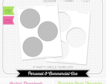 4" Party Circle Template - INSTANT DOWNLOAD - PRINTABLE - diy party printables