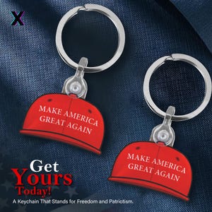 Trump “MAGA” Red Hat Keychain – Patriotic USA Souvenir, Trump 2024 Gift