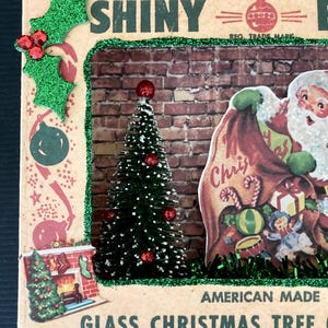 Vintage SHINY BRITE Christmas Ornament Shadow Box Diorama Santa Sack of