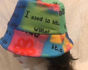 Unique Funky Fleece Unisex Winter Bucket Hat with Hat Graffitti.