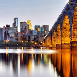 Minneapolis, MN Skyline from Stone Arch - Fine Art Print