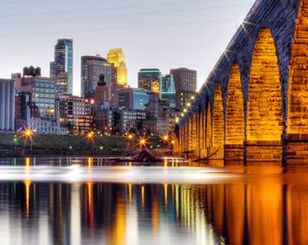 Minneapolis, MN Skyline from Stone Arch - Fine Art Print