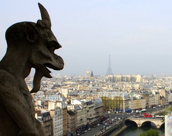 Gargoyles of Paris, France Skyline - Fine Art Print