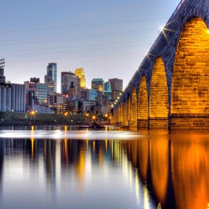 Minneapolis, MN Skyline from Stone Arch - Fine Art Print