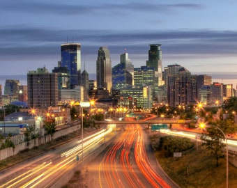 Minneapolis, MN 35W Skyline at Sunrise - Fine Art Print