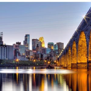 Minneapolis, MN Skyline from Stone Arch - Fine Art Print