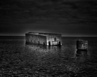 Black and White Ruins in the Water - Fine Art Print