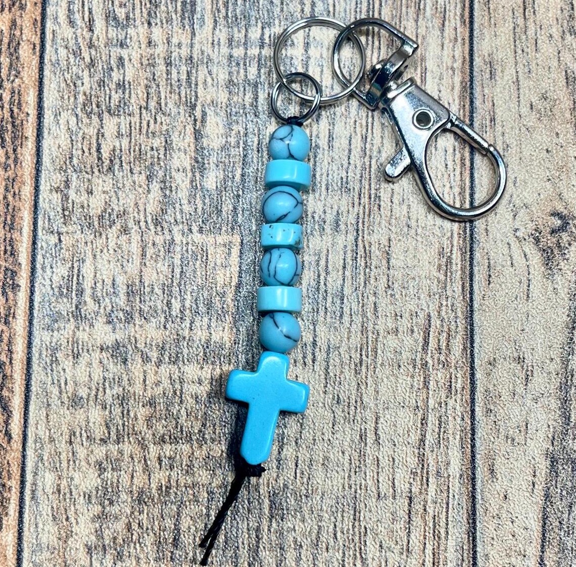 Religouse Keychains Small Turquoise Cross Keychain, Religious Keychain, Faith Keychain ...