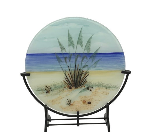 Beach fused glass scene