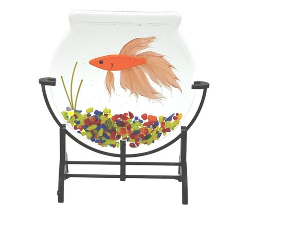 Orange Betta Fused glass art