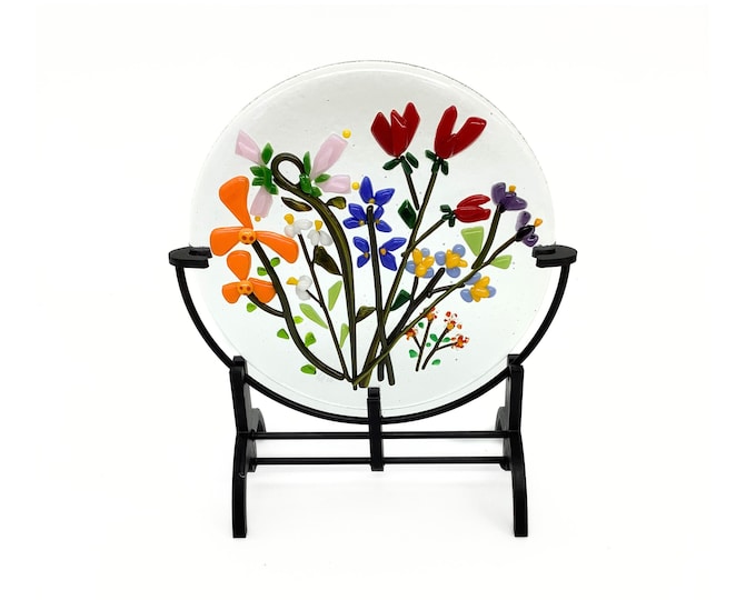 Wildflowers 5” fused glass art