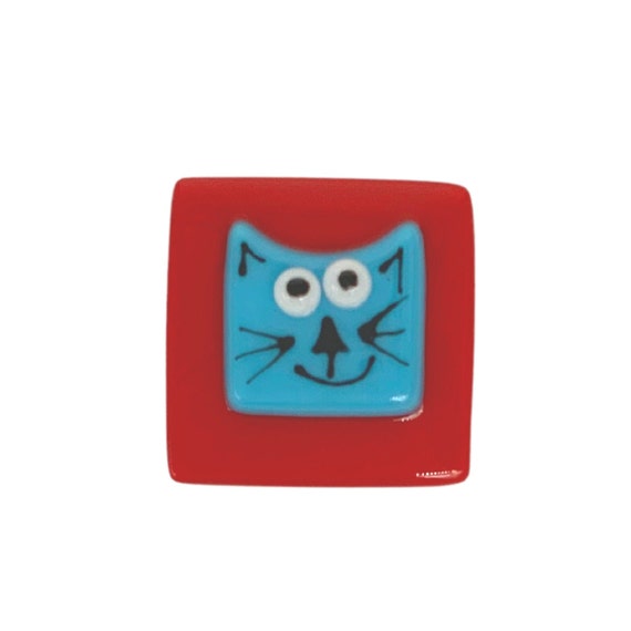 Cat fused glass magnet