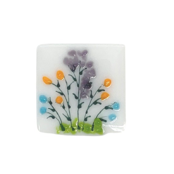 Wildflower fused glass magnet