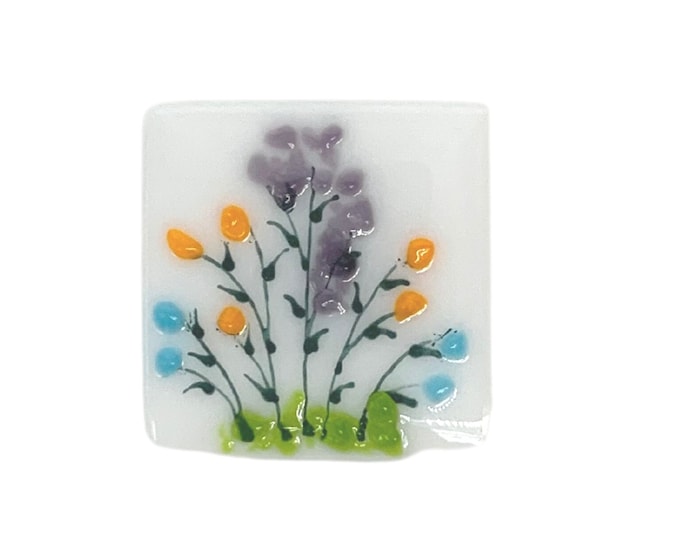 Wildflower fused glass magnet