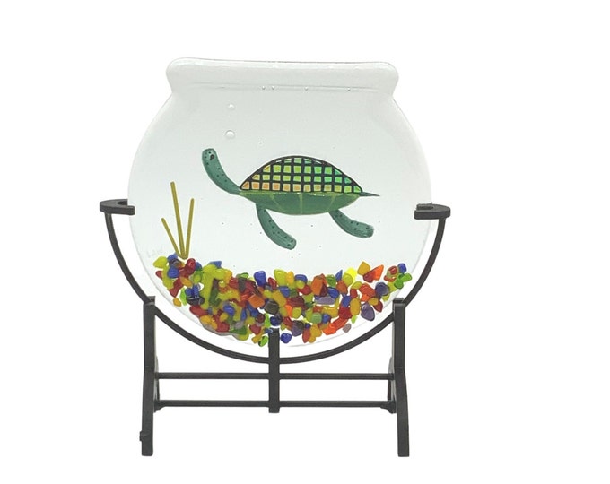 Turtle fused glass art