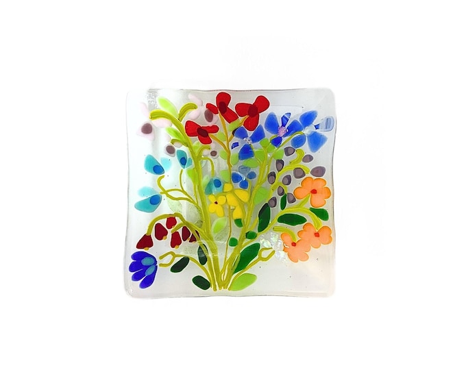 Flower Fused Glass Plate 5”