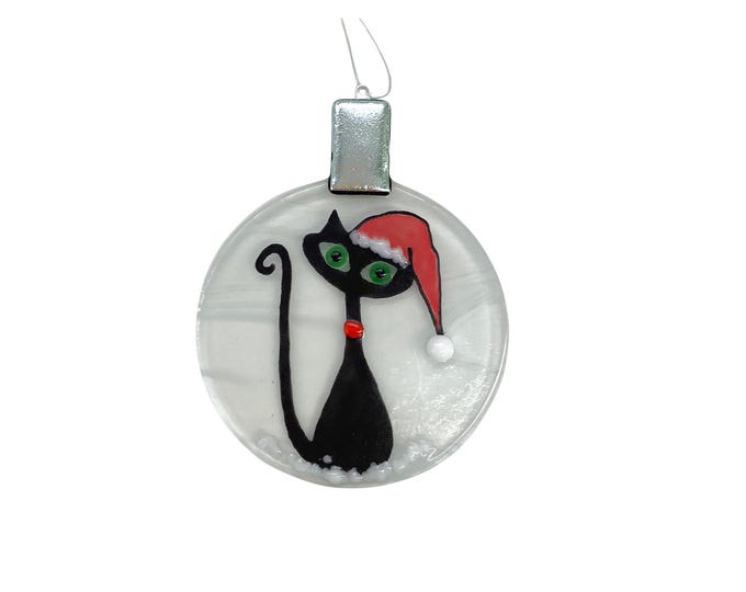 Mid century modern Christmas cat ornament