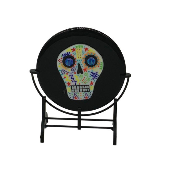 Sugar Skull fused glass art