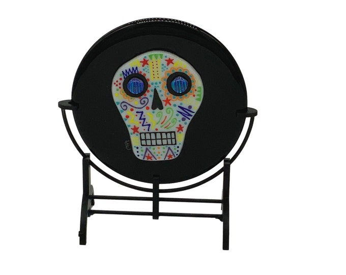 Sugar Skull fused glass art