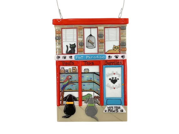 Pet store fused glass building