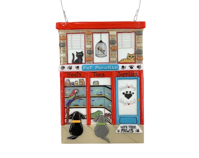 Pet store fused glass building