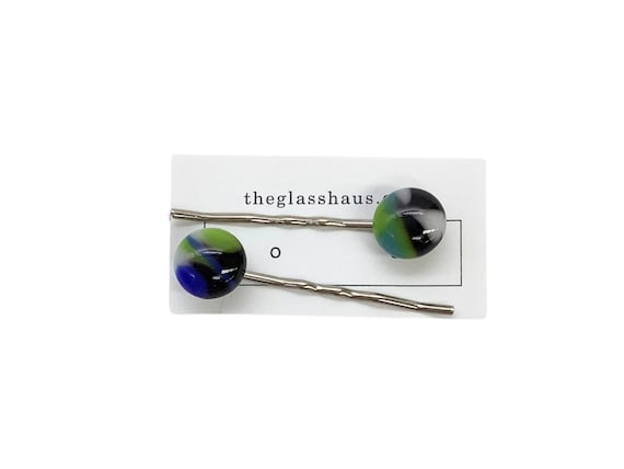 Fused glass hair pins