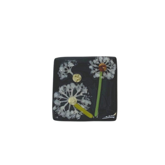 Dandelion fused glass magnet