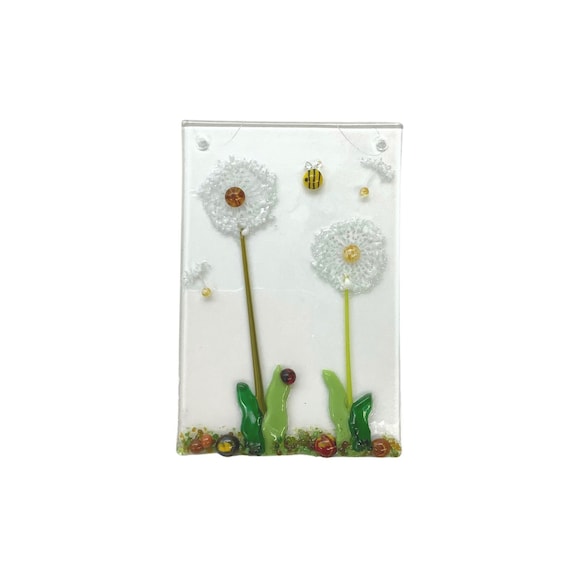 Dandelion fused glass sun catcher